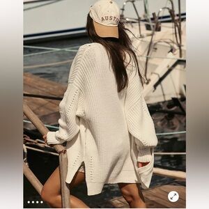 Free People Nightingale Knit Cardigan in Ecru/ Cream Oversized L